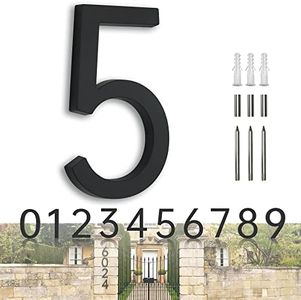 House Numbers for Outside Modern 7inch Floating House Numbers Black Address Numbers for House Numbers Large Metal Street Number For House Address Number - Decorative Address Signs Door Number 5