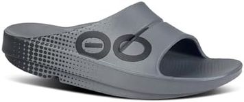 OOFOS OOahh Slide, Slate Matrix - Lightweight Recovery Footwear - Reduces Stress on Feet, Joints & Back - Machine Washable Women’s Size 8