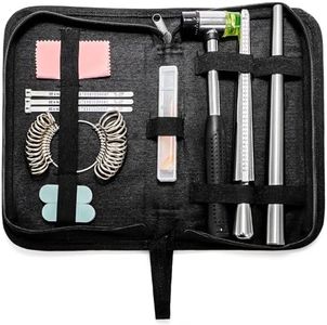 TOPZEA Jewelry Ring Sizer Tools Including Ring Mandrel Sizer, Ring Sizing Gauge, Ring Measuring Belt, Ring Repair Stick, Rubber Hammer, Polishing Cloth/Bar/Agate Knife for Jewelry Making, with Bag