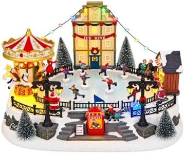 Verdosphire Animated Christmas Village Ice Skating Rink with Lights