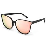 LVIOE Cat Eyes Sunglasses for Women, Polarized Oversized Fashion Vintage Eyewear for Driving Fishing UV Protection CLS1627