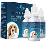 NOVEHA Cataract Drops for Pets | Advanced Lanosterol Solution + NAC | Therapeutic Eye Lubricating Drop for Dog & Cats | Improve Vision Clarity, Health & Dryness, Pink Relief in Animals (3 x 10 mL)