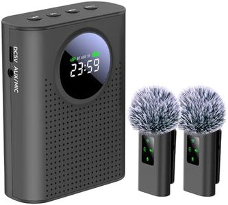 ZERFUN S67 Voice Amplifier Wireless Microphone Dual for Teachers Classroom Rechargeable, Mini Lavalier Lapel Mic, Portable Speaker PA System with LED Display for Class, Tour Guide, Coaches, Black