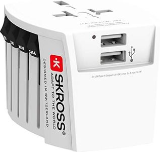 SKROSS - 1.302960 | MUV USB (2xA) | Adaptateur de Voyage Universel à 2 broches - 2 Prises de Charge USB. Tension et Puissance : 100V – 250W / 250V – 625W. Protection Contre les Chocs électriques