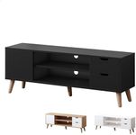 ALFORDSON TV Cabinet Stand with 2 Drawers, 2 Shelves and Storage Cabinet, Modern Furniture Entertainment Unit for Living Room, Multimedia Centre, 120 x 30 x 43cm, Black