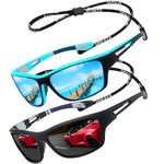 Sports Sunglasses Mens Womens Polarised For Travel Driving Cycling Fishing Hiking Ultralight Wrap Around Glasses Rope Strap 100% UV400 Protection