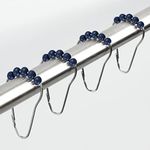 mDesign Steel Metal Easy-Glide Roller Ball Shower Curtain Rings - Bathroom Shower Curtain and Curtain Liner Rolling Ring Hooks for Shower Rod, Guest Bath and Powder Room - 12 Rings - Navy Blue