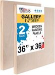 U.S. Art Supply 36" x 36" Birch Wood Paint Pouring Panel Boards, Gallery 1-1/2" Deep Cradle (Pack of 2) - Artist Depth Wooden Wall Canvases - Painting Mixed-Media Craft, Acrylic, Oil, Encaustic