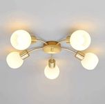 Chandni Decor Modern Golden Pendate Ceiling lamp, Ceiling Light, 5-Bulb, Round, Brass