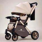 StarAndDaisy Baby Strollers / Pram For 0-3 Years Girl & Boy With Foldable Design, Food Tray, 4 Wheel Suspension, Adjustable Seat, 5 Point Safety Belt, Light Weight & Convenient (Brown)