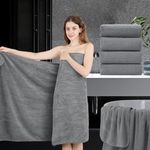 4 Piece Bath Towel Oversized Bath Sheet 35"x70" Grey Bathroom Towel Extra Large Bath Towel Set Highly Absorbent Quick Dry Premium Towel for Bathroom Spa Gym Hotel 600GSM Shower Towel for Daily Use