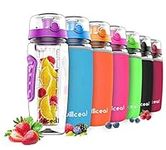 willceal Fruit Infuser Water Bottle 32oz Durable, Large - BPA Free Tritan,Flip Lid, Leak Proof Design - Sports, Camping (Purple)