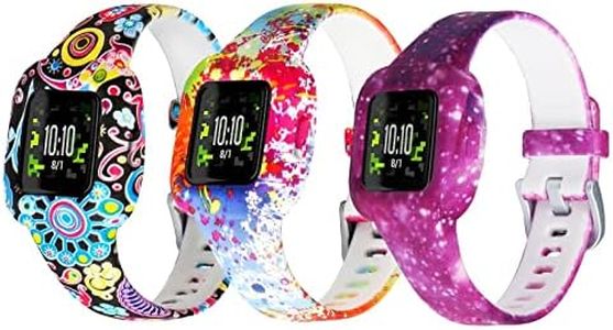 Faychey Compatible with Garmin Vivofit Jr 3 Straps for Kids 4+, Cute Colorful Silicone Rubber Adjustable Replacement Fitness Tracker Straps Compatible for Garmin Vivofit Jr 3 Straps for Girls Boys, rubber