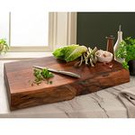 Homesdirect365 Wooden Chopping Board Small Live Edge | Natural Indian Acacia Wood Handmade Kitchen Living 7cm Thick Small | Chopping Boards | Wooden Chopping Boards | Cutting Board | Butchers Block