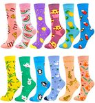 Fasefunn Women fun novelty crazy colorful funny Socks fruit pattern sock calf cotton Pack size 4-8 (12 Pairs UK031214)