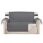 H.VERSAILTEX Reversible Sofa Cover Furniture Protector Anti-Slip Water Resistant with Straps Couch Covers Pets Kids Fit Sitting Width Up to 54"(Medium XL: 75" x 98", Gray/Beige)