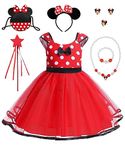 Princess Dress for Girls, Polka Dot Toddler Tutu Dress with Mouse Ear Bag for Kids Birthday Carnival Christmas Cosplay