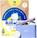 BLUELAND Toilet Bowl Cleaner Starter Set - Eco Friendly Products & Cleaning Supplies - No Harsh Chemicals, Plant-Based - Lemon Cedar - 14 tablets