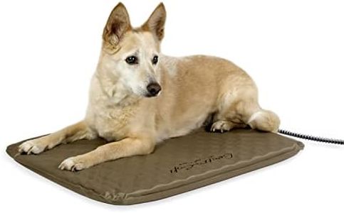 K&H Pet Products Lectro-Soft Orthopedic Outdoor Heated Dog and Cat Bed for Medium Dogs or Big Cats, Soft/Flexible Safety Listed Warming Pad, Waterproof, Washable Cover - Medium 24 X 19in Tan 40W