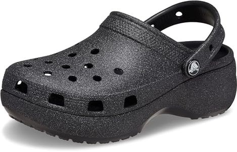 Crocs Women's Classic Platform Glitter Clog, Black, US W8