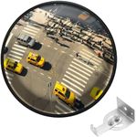 Convex Traffic Mirror - 24" Outdoor and Indoor Driveway & Security Parabolic Safety Mirror, Acrylic Blind Spot Mirror for Garage, Retail Stores, Warehouses and High-Traffic Areas, Black