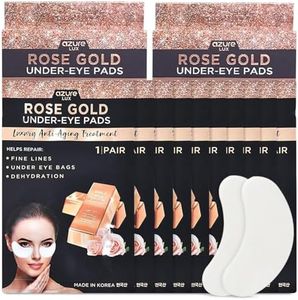 AZURE Rose Gold Luxury Anti Aging Under Eye Pads - Lifting, Smoothing & Hydrating Eye Mask Patches - Reduces Fine Lines, Wrinkles, Dark Circles & Puffiness - Skin Care Made in Korea - 5 Pairs