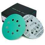 Serious Grit Sanding Discs 5 Inch 8 Hole 400 Grit - Heavy-Duty Hook & Loop Wet Dry Film Sandpaper Discs - Super Fine Sand Paper for Random Orbital Sanders - Wood, Automotive, Epoxy, etc - 50 Pack Box