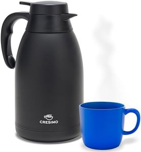 Thermal Coffee Carafe, 68 Oz - Sophisticated Black Stainless Steel, Durable & Easy to Pour, Keeps Drinks Perfectly Hot for 12 Hours & Chilled for 36 Hours, Ideal for Coffee Lovers, Coffee Urn