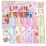 Clear Lip Gloss Sets For Teenage Girls,6 Pcs Flower-Flavored Lip Oil Lovely Gift, No-Sticky Liquid Lipstick,Long Lasting Lip Glow Balm Lip Care,Natural Plant Formula