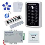 OBO HANDS Stand-Alone Door Access Control System Kit Set with 180kg/350lbs Electric Magnetic Lock, DC12V/3A Power Supply, Door Exit Release Button, 10pcs RFID EM ID Keyfobs/Cards