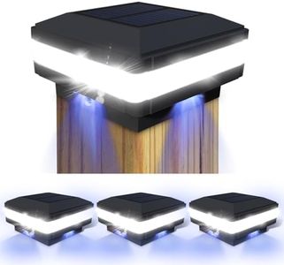 Sumaote Solar Post Cap Light, 52 LEDs 160 Lumen Outdoor Solar Post Light Fits 4x4 5x5 6x6 Wooden Posts IP65 Deck Fence Lights Platform Garden Patio 6000K White Lighting, Black Shell, 4 Pack