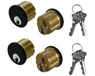 AIsecure Brass Mortise Cylinder Lock with SC Keyway Keys Standard Commercial Door Lock Cylinder Keyed Alike Storefront Doors Lock Replacements for Aluminum Door Black (2 Sets)