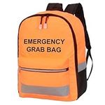 Printed Hi Viz High Visibility Classic Compact Emergency Grab Bag Backpack Rucksack for Home, Office, School and Work (Hi Vis Orange)