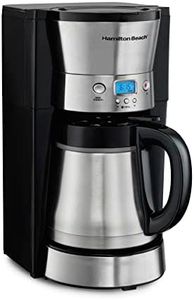 Hamilton Beach Programmable Coffee Maker with 10 Cup Thermal Carafe, 3 Brewing Options, Auto Shutoff & Pause and Pour, Stainless Steel (46899R)