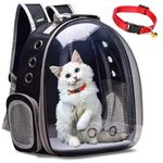 Buraq Pets Astronaut Premium Pet Carrier Backpack with Collar - for Travel|Hiking|Outdoor Activities|Designed with Breathable Space|Ventilated|Airline-Approved|Sturdy Pad|for Puppies & Cats (Black)