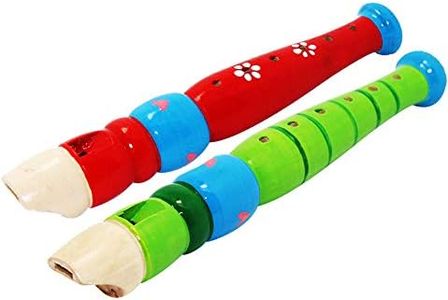 2 pcs Small Wooden Recorders for Toddlers, Colorful Piccolo Flute for Kids,Learning Rhythm Musical Instrument,Sealive Baby Early Education Music Sound Toys for Autism or Preschool Child (Random Color)