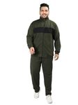 CHKOKKO Men's Plus Size Winter Track Suit Zipper Set Olive Black XXL