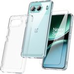 Hensinple for OnePlus Nord 4 Case, Clear Back Shockproof Anti-Yellowing Military Grade Case with Screen Protector Slim Fit Bumper Cover Phone Case for OnePlus Nord 4 -Clear