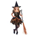 (PKT) (9911967) Child Girls Spooky Spider Witch Costume (8-10yr)