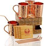 Gift Set Pure Copper Hammered Mugs 