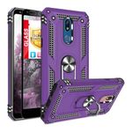 TJS Phone Case Compatible with LG K40/K12 Plus/X4/Solo LTE/Harmony 3/Xpression Plus 2, with [Full Coverage Tempered Glass Screen Protector] Impact Resistant Metal Ring Magnetic Support (Purple)