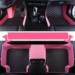 Daroori Custom Car Floor mats - All Weather, Waterproof, Anti-Slip Car Dedicated Floor Mats Coverage Protection - Perfect for Cars Sedans Sports SUVS(Pink+Black Beige)