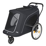 Beberoad R8 Foldable Pet Stroller, Dog Stroller & Pet Trailer for Large Dogs, Elderly, Disabled, and Pregnant Dogs - Conveniently Carriable by Bike and Car (Black)