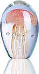 Blown Glass Jellyfish Figurines Collectibles Handmade Crystal Art Sea Animal Decor Paperweight Pink