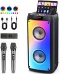 JYX Karaoke Machine with 2 Wireless Microphones | Portable Bluetooth 5.3 Speaker with TWS, PA System, Subwoofer, Disco Lights | Support SD Card, USB, AUX, REC, EQ, Remote | for Home/Gathering/Party