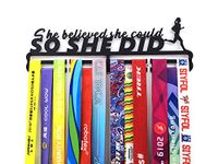 Medal Hangers for Runners, Female Running Medal Awards Holder, Sporting Medal Rack Display, Best Gifts for Girls Women Honors, She Believed She Could,So She Did,Black