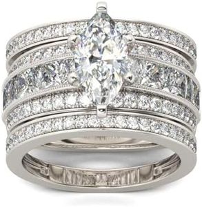Jeulia 2 Carat 3PC Wedding Ring Set for Women Marquise Cut CZ Engagement Rings Sterling Silver Oval Cubic Zirconia Bridal Set Solitaire Diamond Anniversary Promise Rings for Her with Jewelry Box