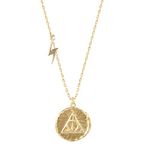 Harry Potter Wizarding World Officially Licensed Flash Plated Medallion Pendant Necklaces, Glasses and Deathly Hallows Designs, 16+2" Extender, Brass, No Gemstone