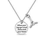 SEIRAA Hockey Stick Jewelry Ice Hockey Player Necklace Skate with Your Heart Pendant Hockey Team Necklaces (Hockey Team Necklaces)