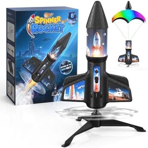 ZeroPhear Rocket Launcher for Kids, 200 ft Auto Launching Spinner Rocket Toy with LED and Safety Parachute, 2-Altitude Launch, USB Rechargeable, Outdoor Toys Gift for Boys Ages 8-13 (Orange)